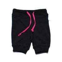 Minti Track Shorts Black with Hot Pink Cord